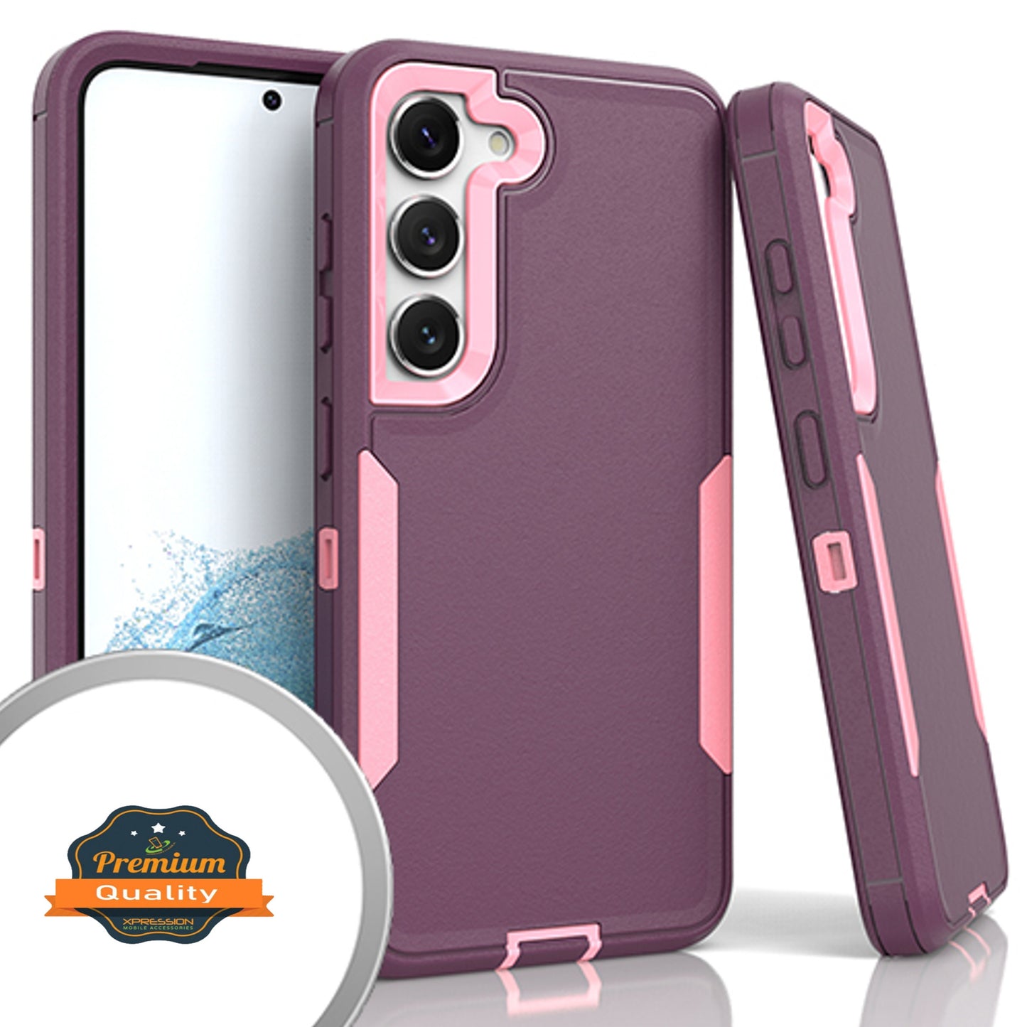 For Samsung Galaxy S23 /Plus /Ultra Tough Hybrid Shockproof Silicone Rubber TPU + Hard PC Heavy Duty Three Layer Protection Phone Case Cover