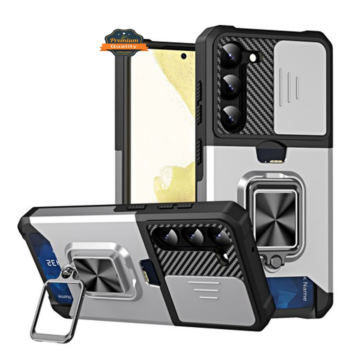 For Samsung Galaxy S23 /Plus /Ultra Wallet Case Designed with Camera Protection, Card Slot & Ring Kickstand Magnetic Car Mount Phone Case Cover