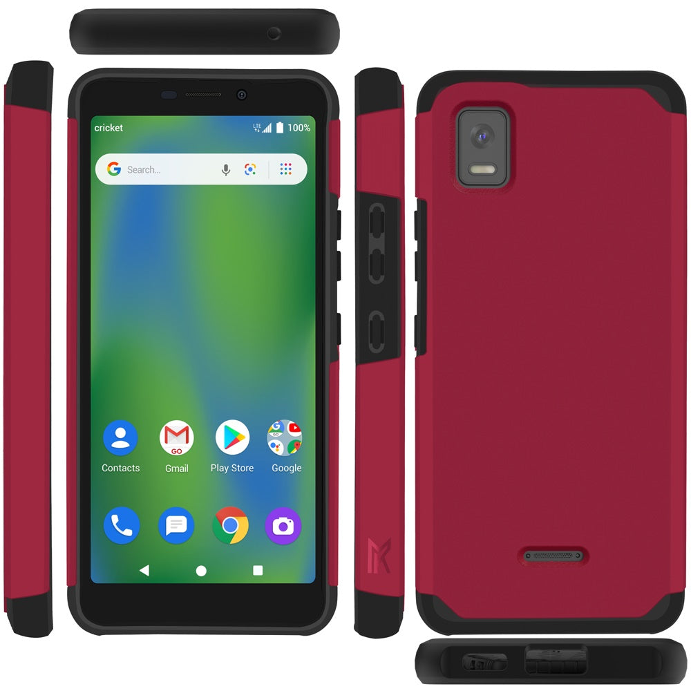 For Cricket Debut Smart Slim Shock Absorption 2in1 Tough Hybrid Dual Layer Hard PC TPU Rubber Frame Armor Defender Phone Case Cover