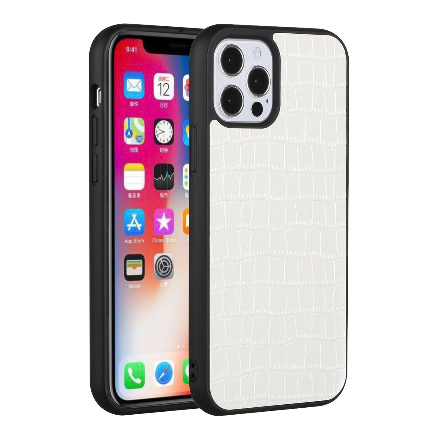 For Apple iPhone 13 Pro Max (6.7") Ultra Slim Thin PU Leather Crocodile Flip Snap On Hybrid Shockproof TPU PC Hard Shell Phone Case Cover