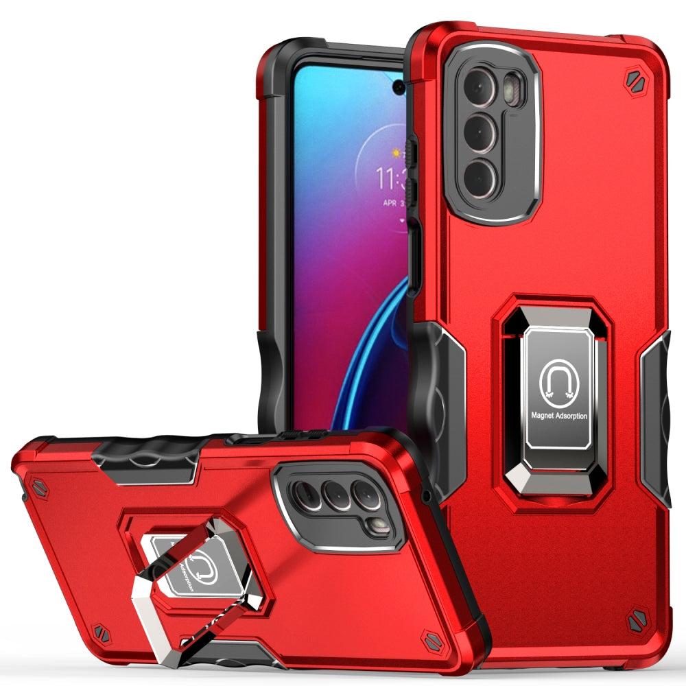 For Motorola Moto G 5G 2022 Hybrid Hard PC TPU Bumper with Magnetic Ring Stand Holder Military-Grade Drop Protection Phone Case Cover