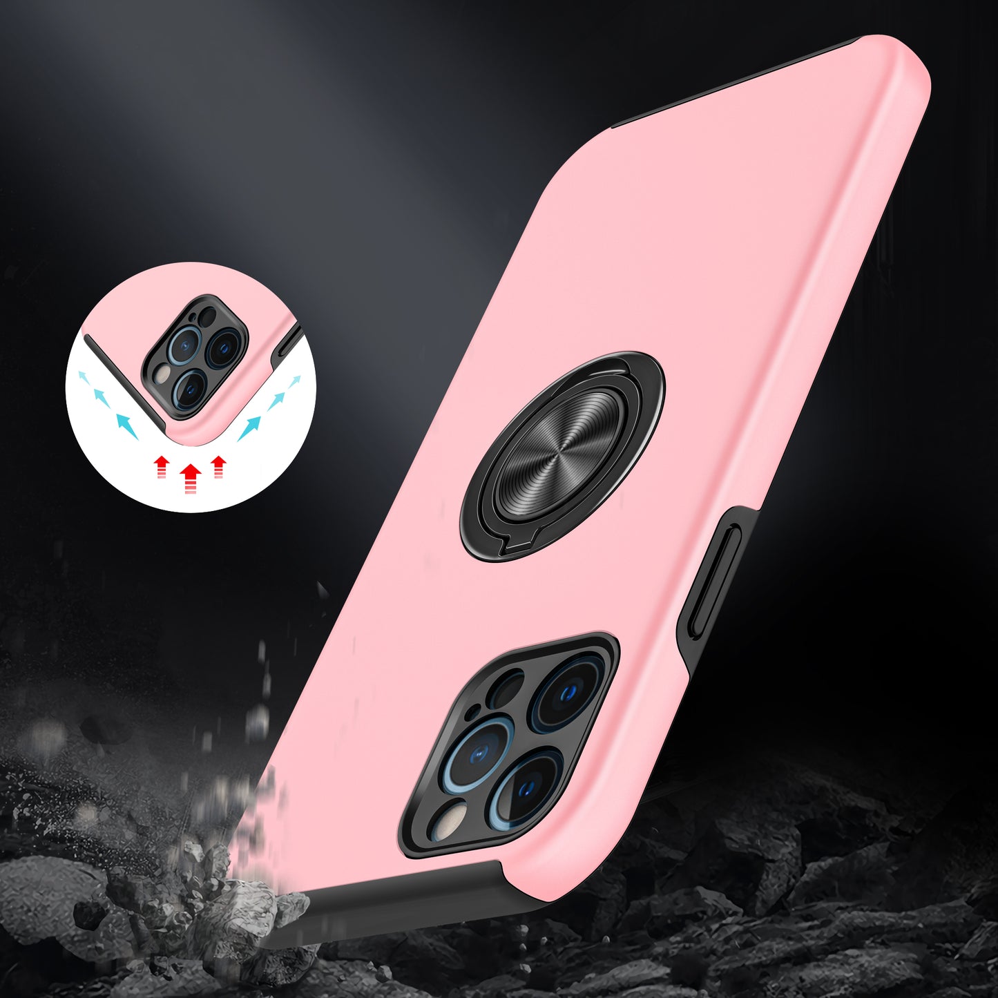 For Apple iPhone 14 /Plus Pro Max Hybrid Slim with Metal Invisible Ring Stand Holder Fit Magnetic Car Mount Shockproof Phone Case Cover