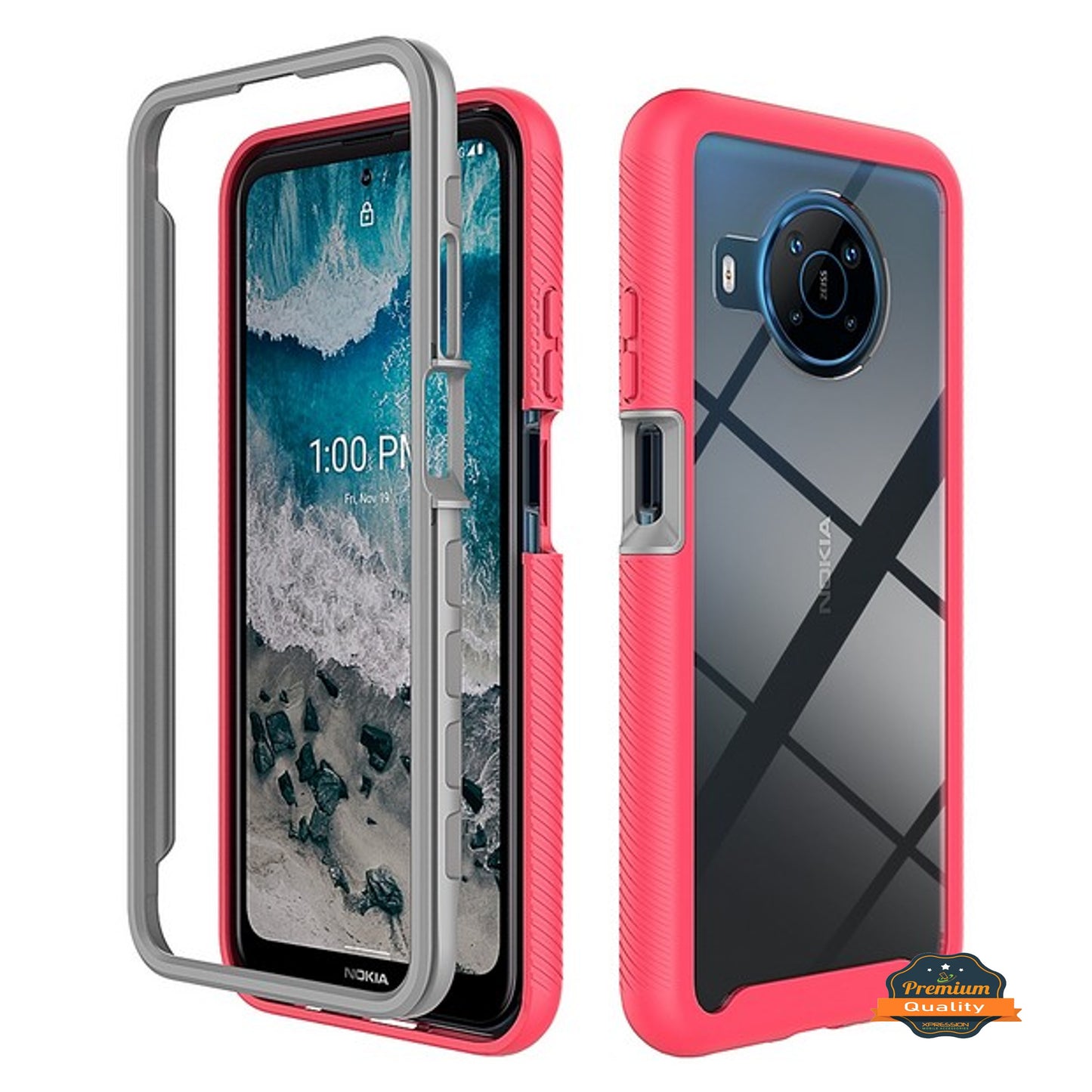 For Nokia X100 Full Body Frame Armor Slim Hybrid Double Layer Hard PC + TPU Transparent Back Rugged Bumper Shockproof Phone Case Cover
