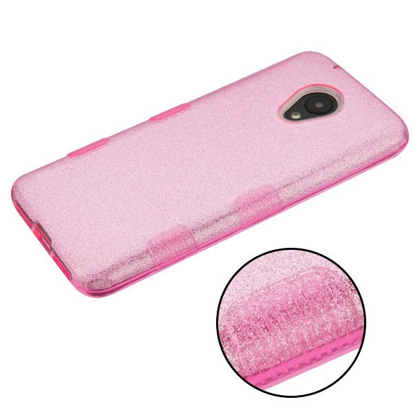 For Alcatel 1X Evolve / Avalon V / Ideal Xtra Glitter Stylish Design Hybrid Rubber TPU Hard PC Shockproof Armor Rugged Pink Phone Case Cover