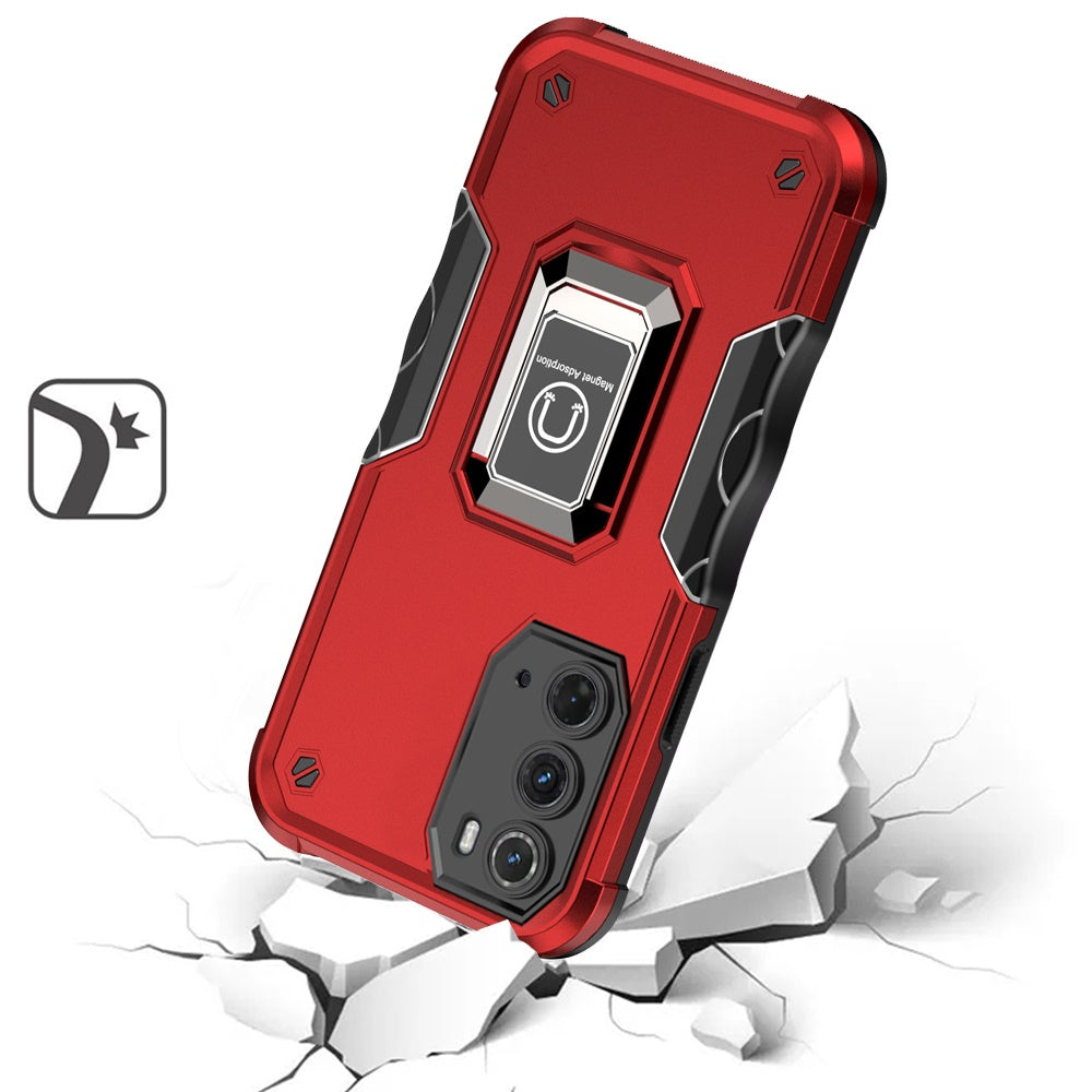 For Motorola Moto Edge (2022) Hybrid Cases with Magnetic Ring Holder Stand Kickstand Heavy Duty Rugged Shockproof Phone Case Cover