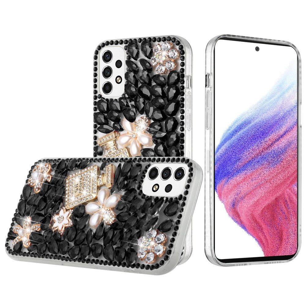 For Samsung Galaxy A53 5G Bling Crystal 3D Full Diamonds Luxury Sparkle Transparent Rhinestone Hybrid Protective Phone Case Cover