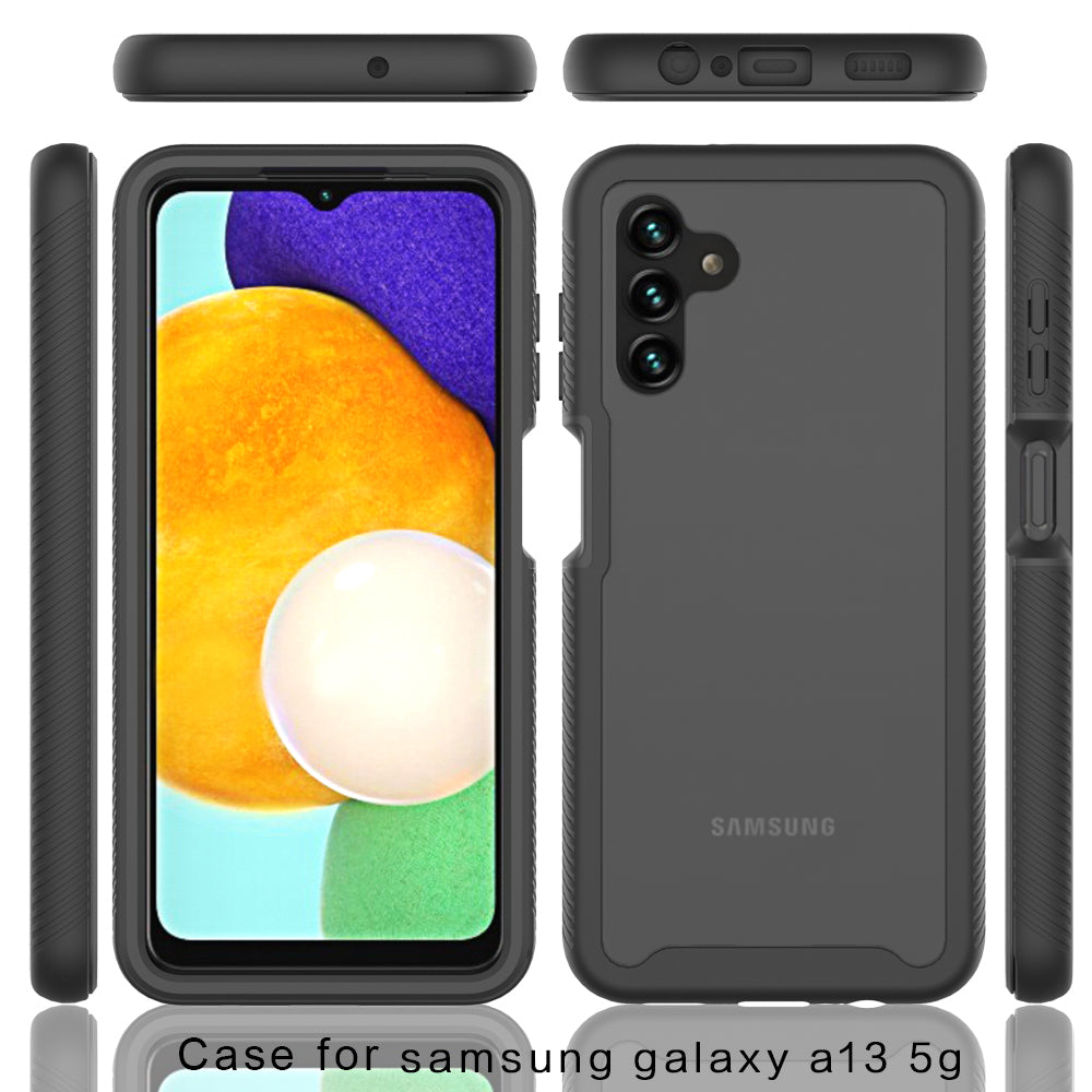 For Samsung Galaxy A13 5G Hybrid Clear Shockproof Dual Layer Protection Hard Rugged PC TPU Silicone Bumper Frame Back Clear Black Phone Case Cover