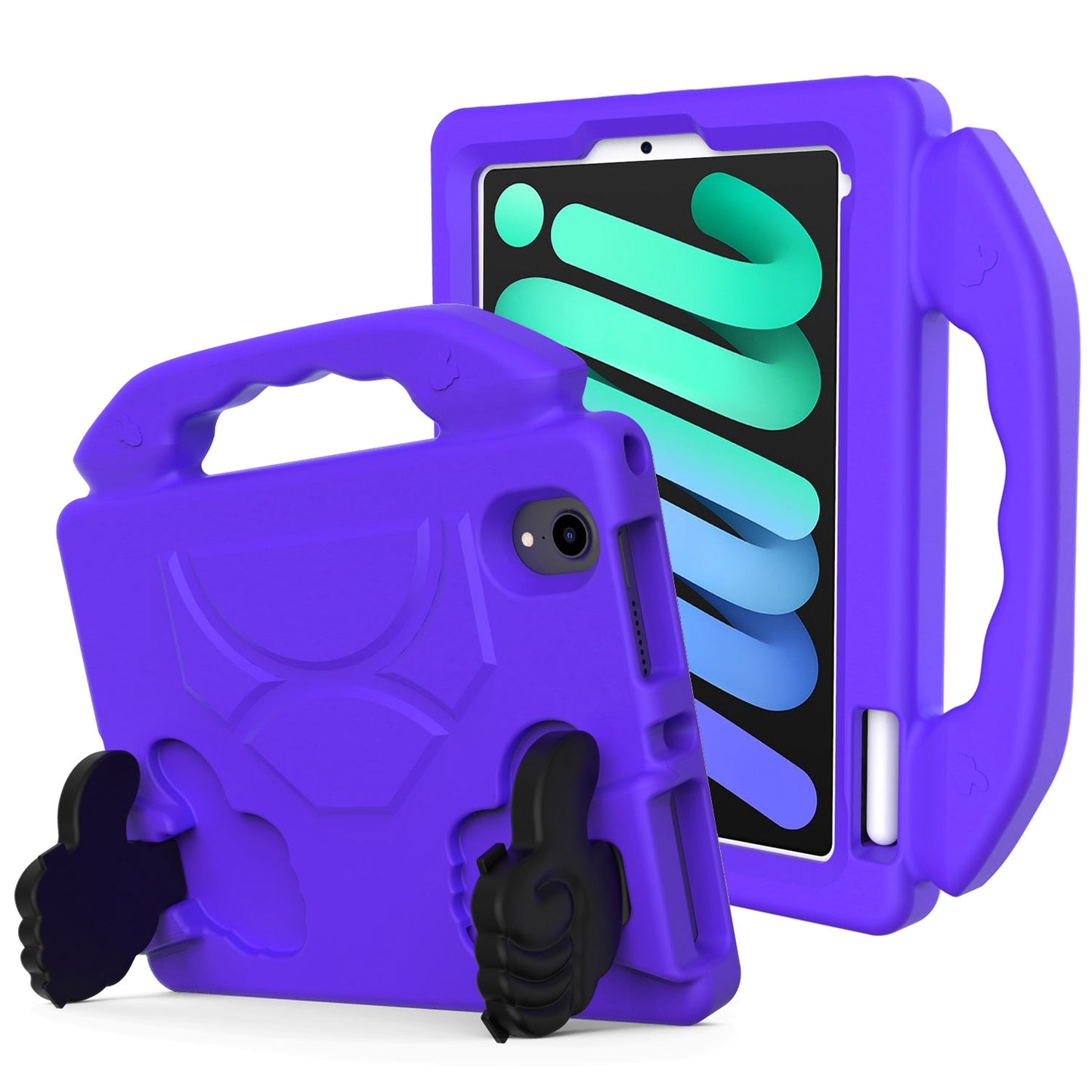 Case for Amazon Kindle Fire HD 7 Hybrid Shockproof Thumbs Up Kickstand Anti-slip Rubber TPU Rugged Kid-Friendly Bumper Tablet Purple Tablet Cover