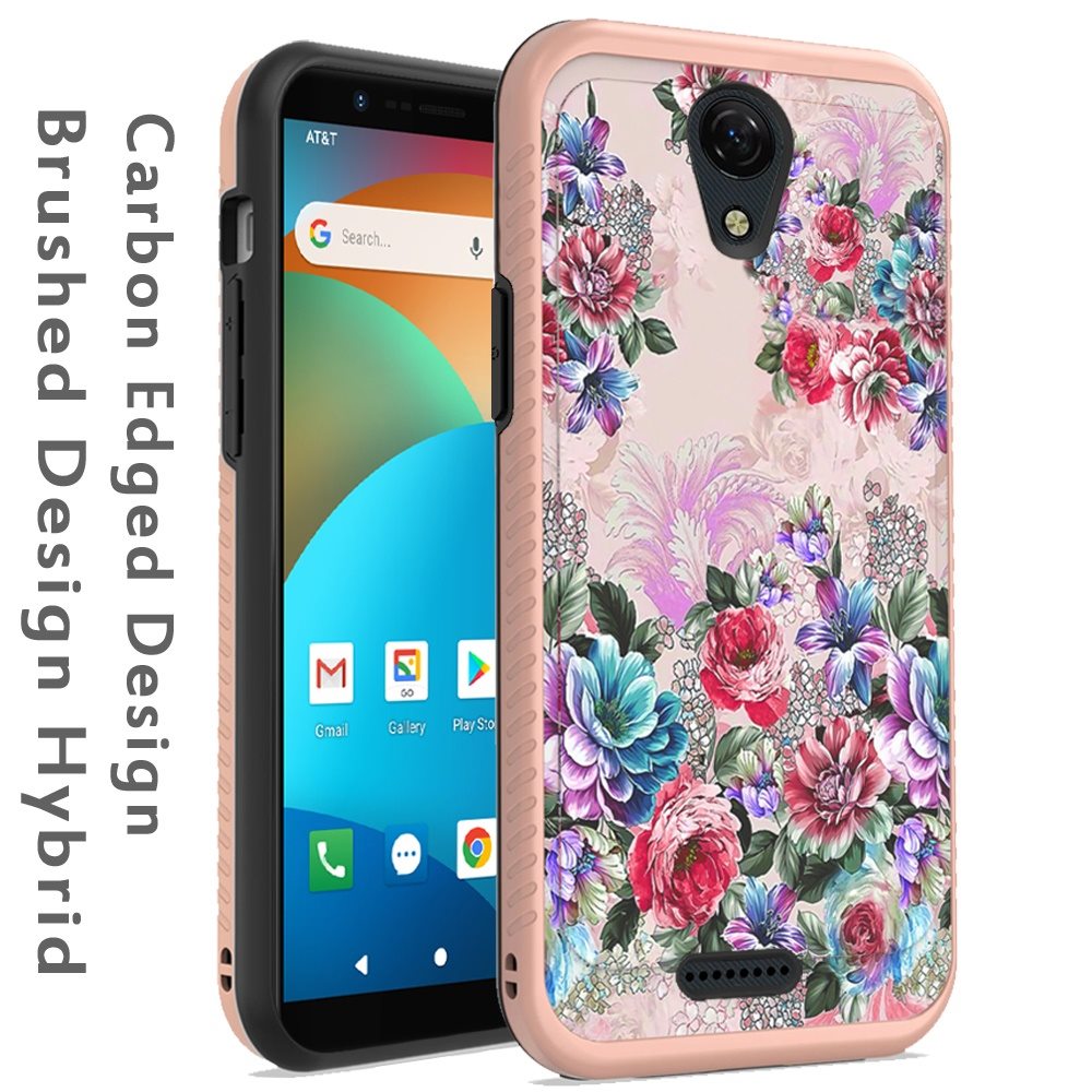 For AT&T Fusion Z, Motivate Cute Design Printed Pattern Fashion Brushed Texture Shockproof Dual Layer Hybrid Slim Rubber Protective Phone Case Cover