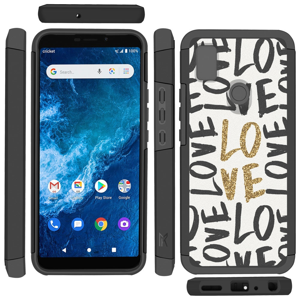 For Cricket Icon 4 Graphic Design Pattern Hard PC TPU 2in1 Tough Strong Hybrid Shockproof Armor Frame Phone Case Cover