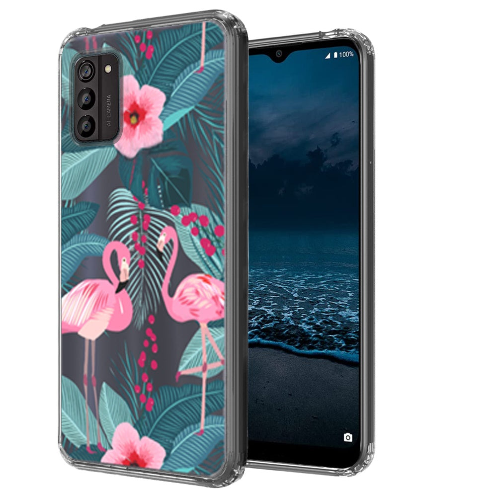 For Nokia G100 4G Pattern Fashion Design Ultra Thin Clear Hybrid Rubber Gummy TPU Grip + Hard PC Back Shockproof Phone Case Cover