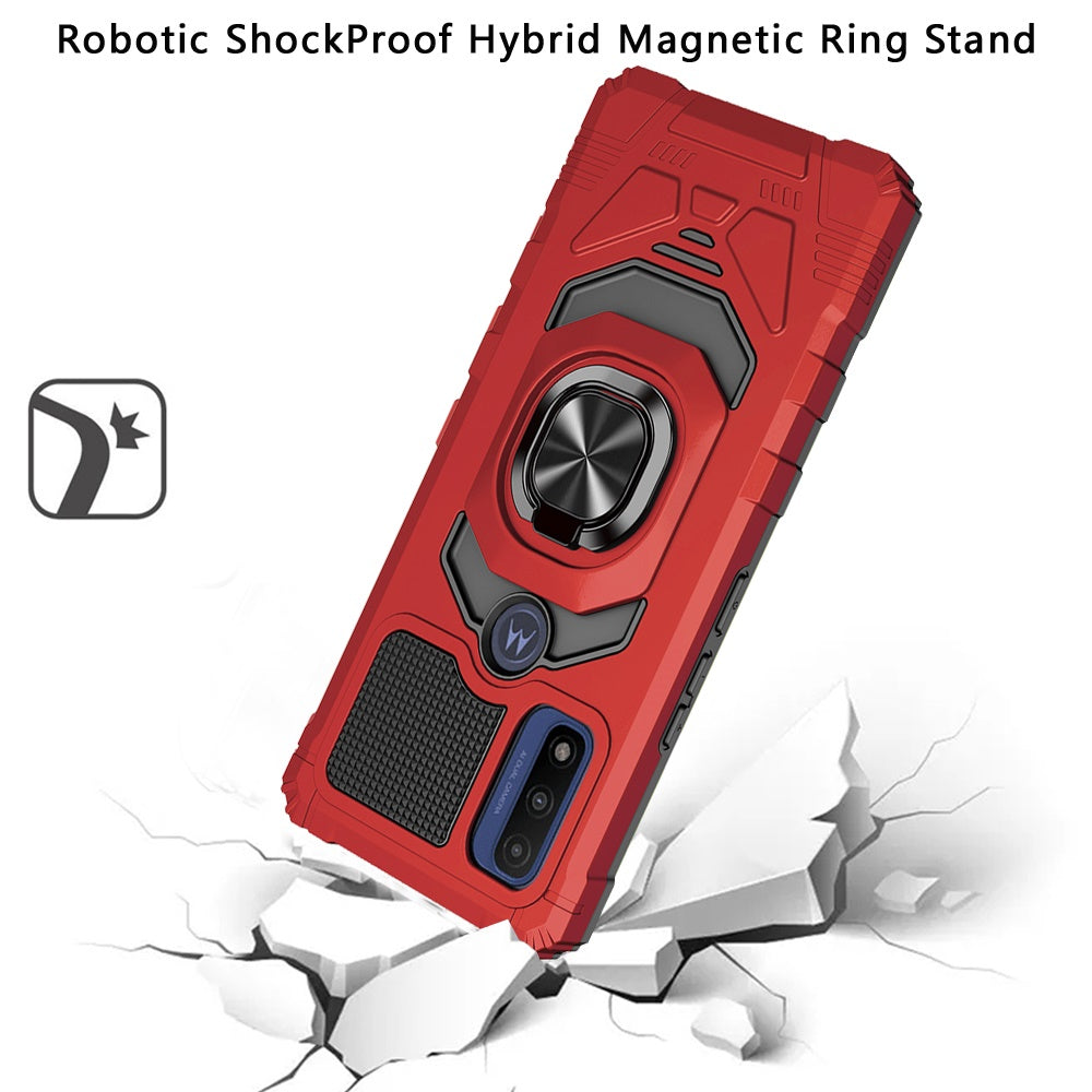 For Motorola Moto G Pure Hybrid Dual Layer with Rotate Magnetic Ring Stand Holder Kickstand, Rugged Shockproof Anti-Scratch Protective Phone Case Cover