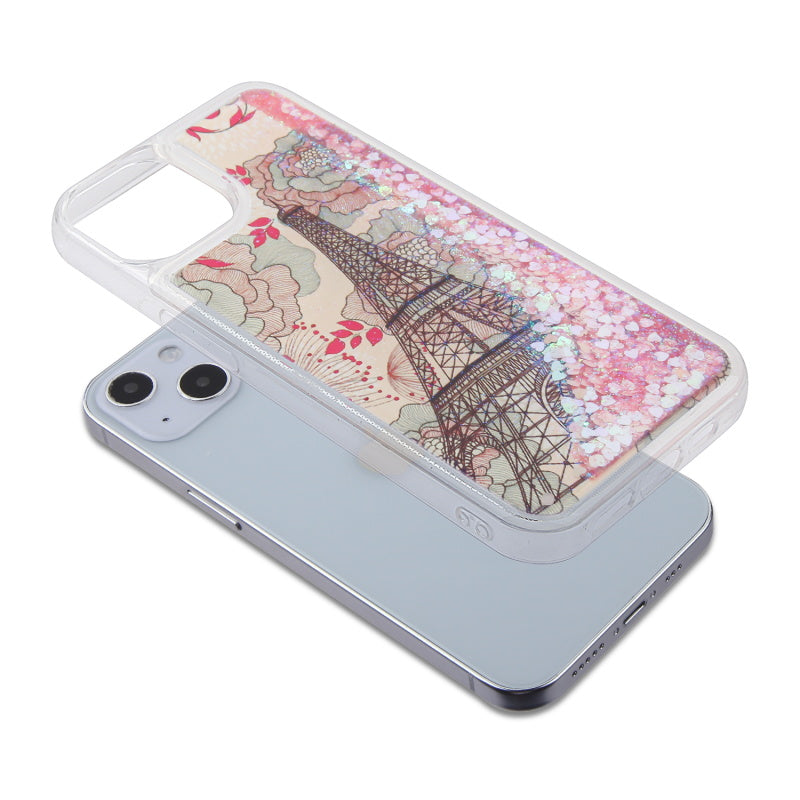 For Samsung Galaxy A51 5G Quicksand Liquid Glitter Bling Hybrid Image Flowing Sparkle Protector Skin Eiffel Tower Paris Phone Case Cover