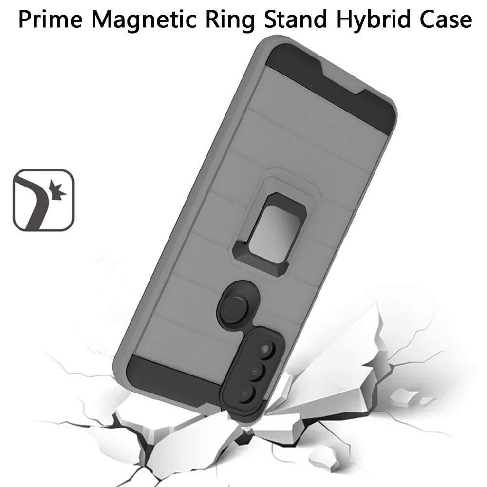 For Motorola Moto G Power 2022 Magnetic Ring Holder Rubber Hybrid Stand Kickstand Texture Rugged Armor Heavy Duty Military Grade Phone Case Cover