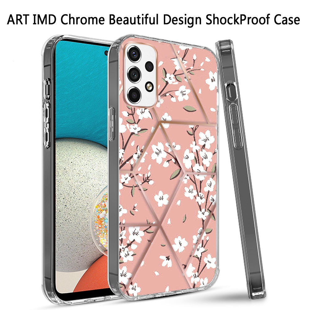 For Samsung Galaxy A53 5G Fashion Art Floral IMD Design Beautiful Flower Pattern Hybrid Protective Hard PC TPU Slim Back Phone Case Cover