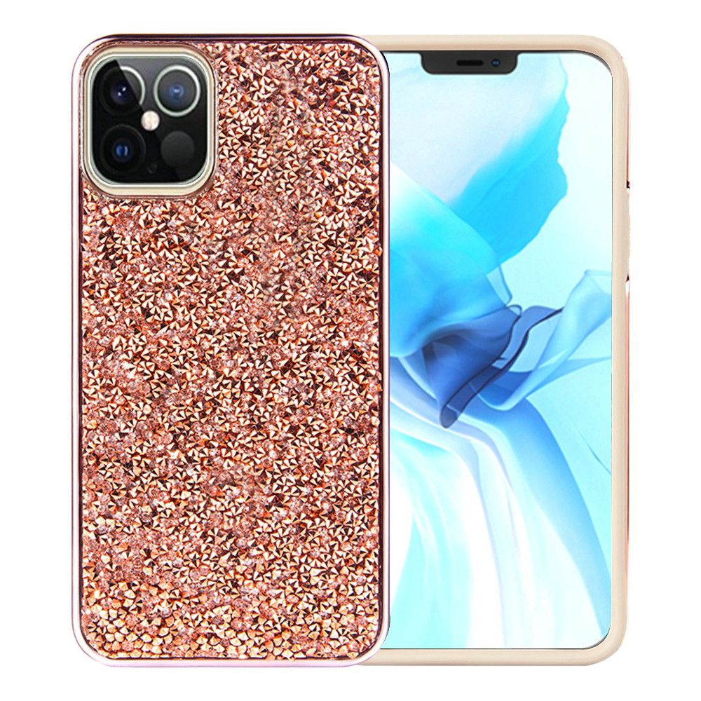 For Apple iPhone 13 Pro Max 6.7" Bling Rhinestone Diamond Shiny Glitter Hybrid Bumper Rugged Shell Hard PC TPU Rubber Phone Case Cover