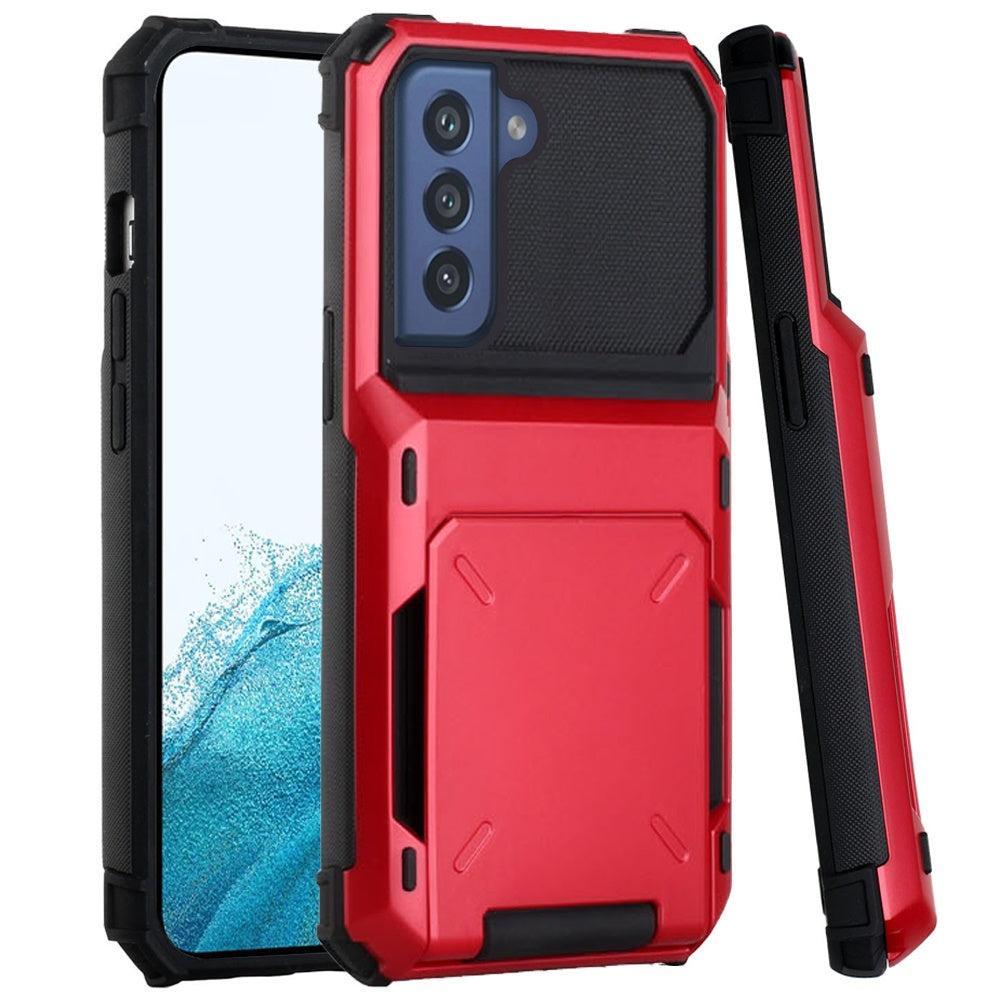 For Samsung Galaxy S22 Plus Multiple Wallet Hidden Credit Card Holder (Upto 5 Cards) Shockproof Hybrid Armor Durable Phone Case Cover