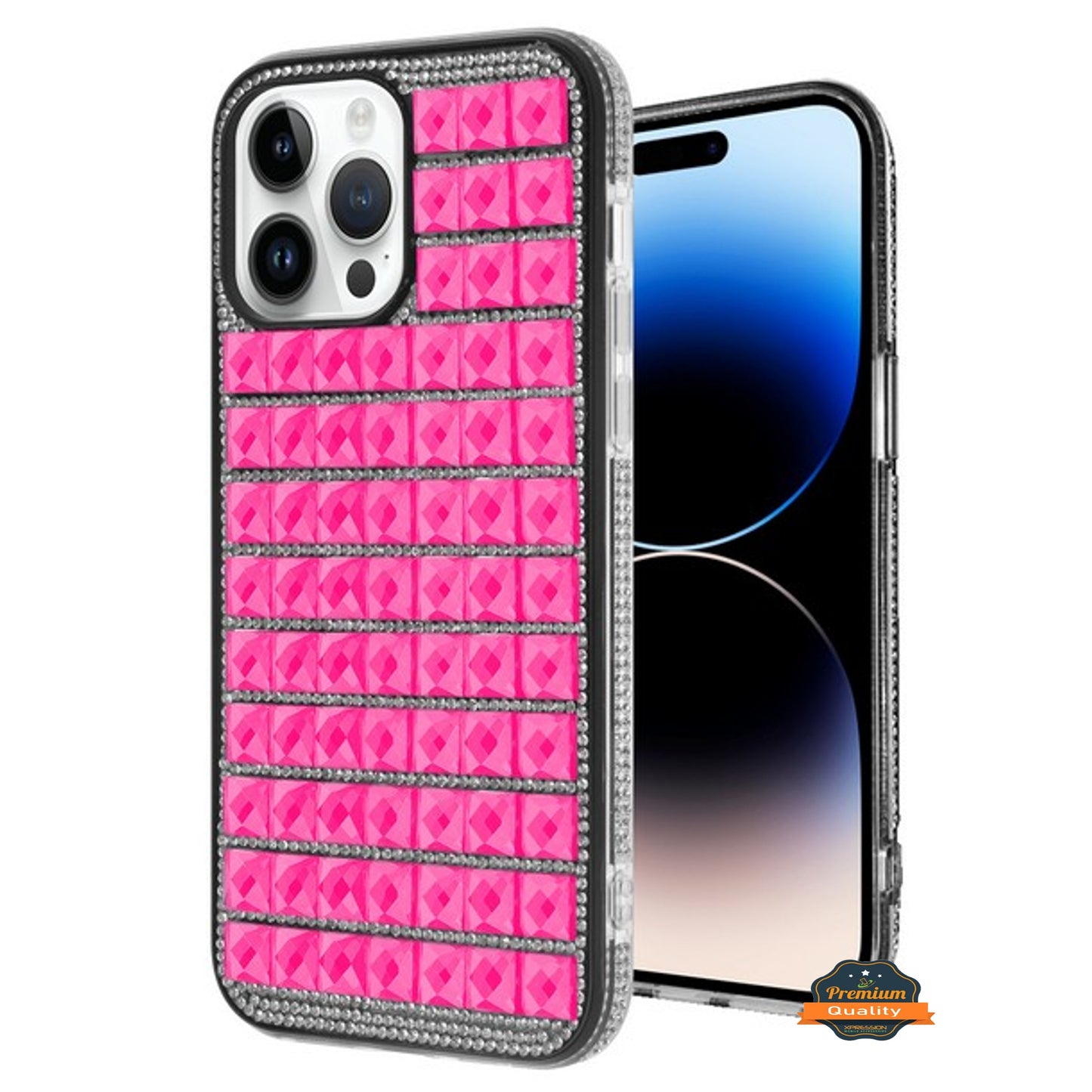 For Apple iPhone 14 /Plus Pro Max Diamonds Sparkle 3D Crystal Glitter Bling Shiny Rhinestone Hybrid Protective Phone Case Cover