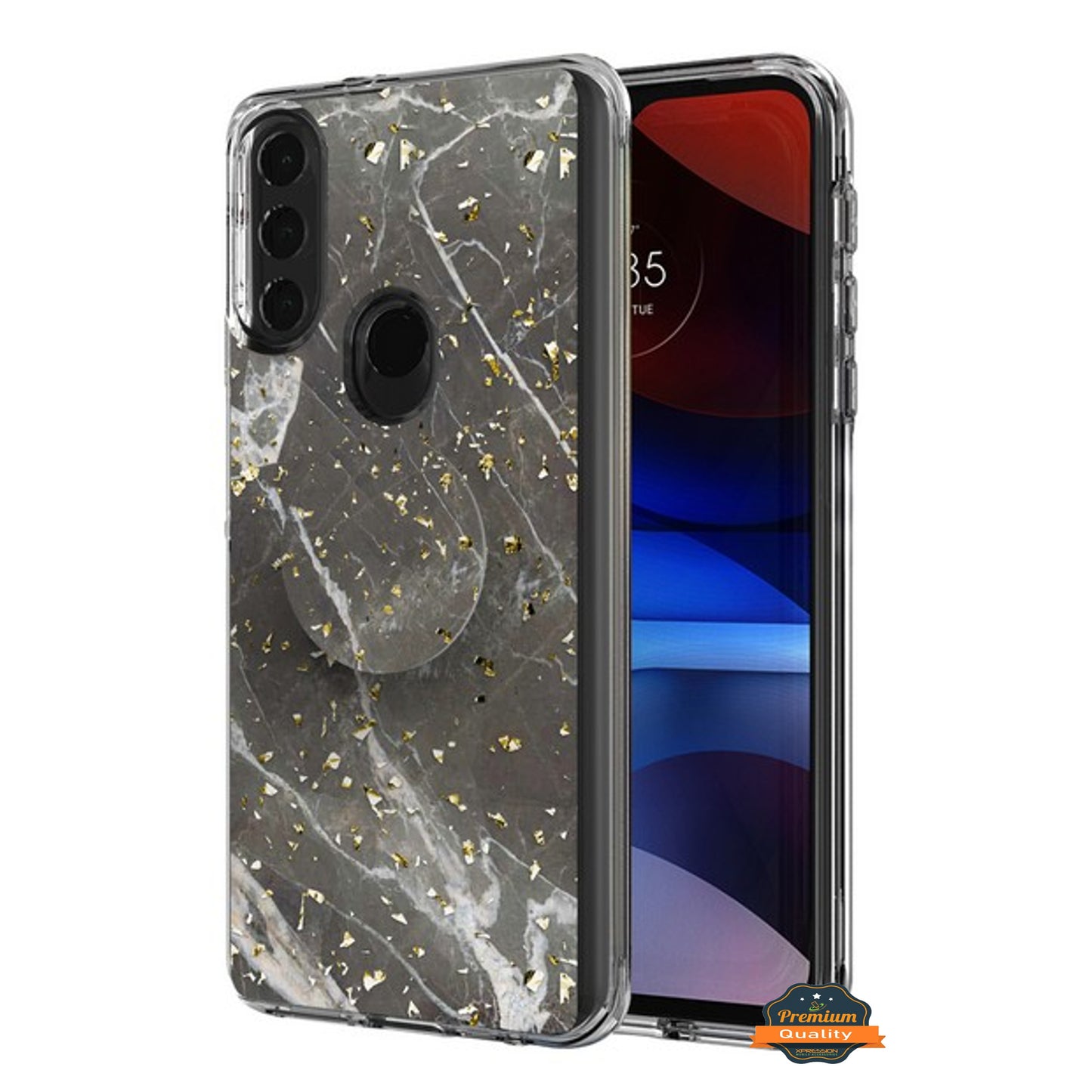 For Motorola Moto G Power 2022 Elegant Pattern Design Bling Glitter Hybrid Cases with Ring Stand Pop Up Finger Holder Kickstand Phone Case Cover
