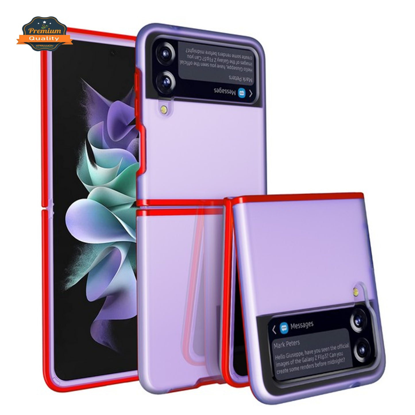 For Samsung Galaxy Z Flip 3 5G Premium TPU Rubber Transparent Plating PC with Color edge Frame Shookproof Protection Phone Case Cover