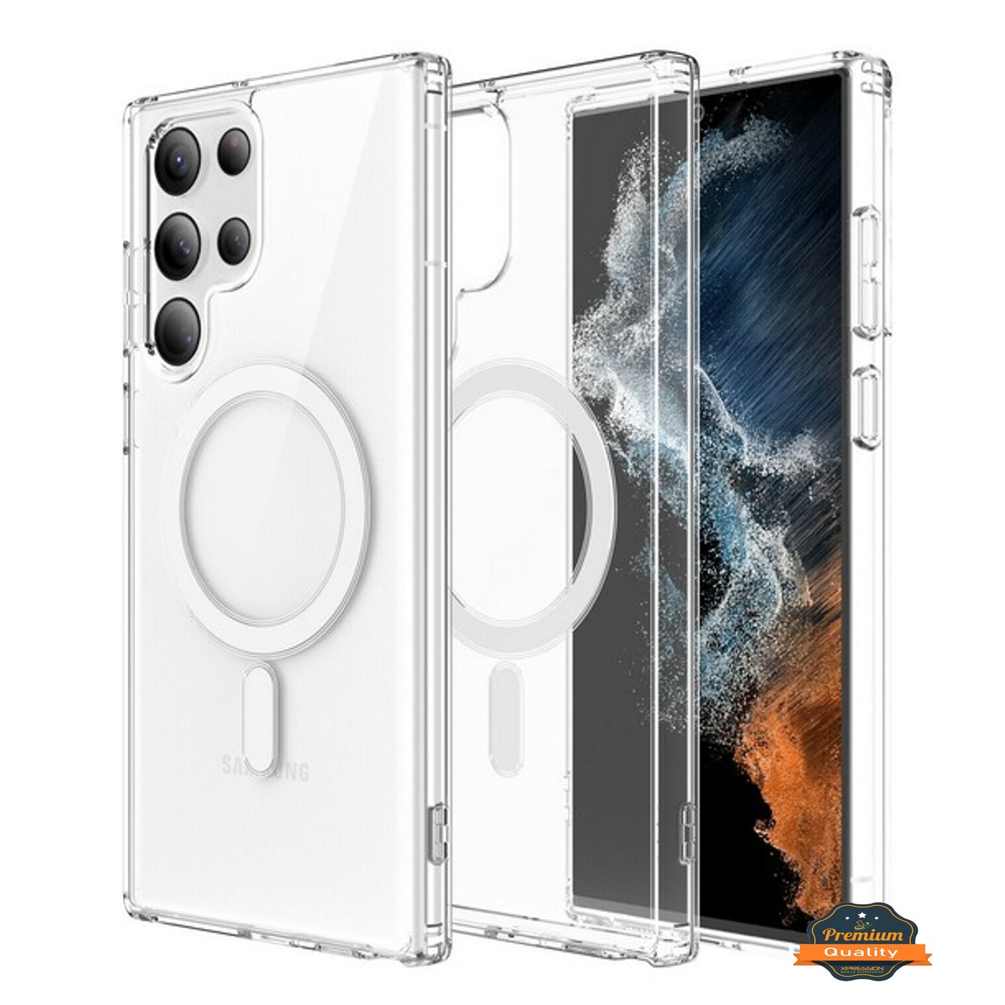 For Samsung Galaxy S23 /Plus /Ultra Magnetic Clear Case Compatible with Magsafe Wireless Charger & Card Wallet Slim Transparent Phone Case Cover