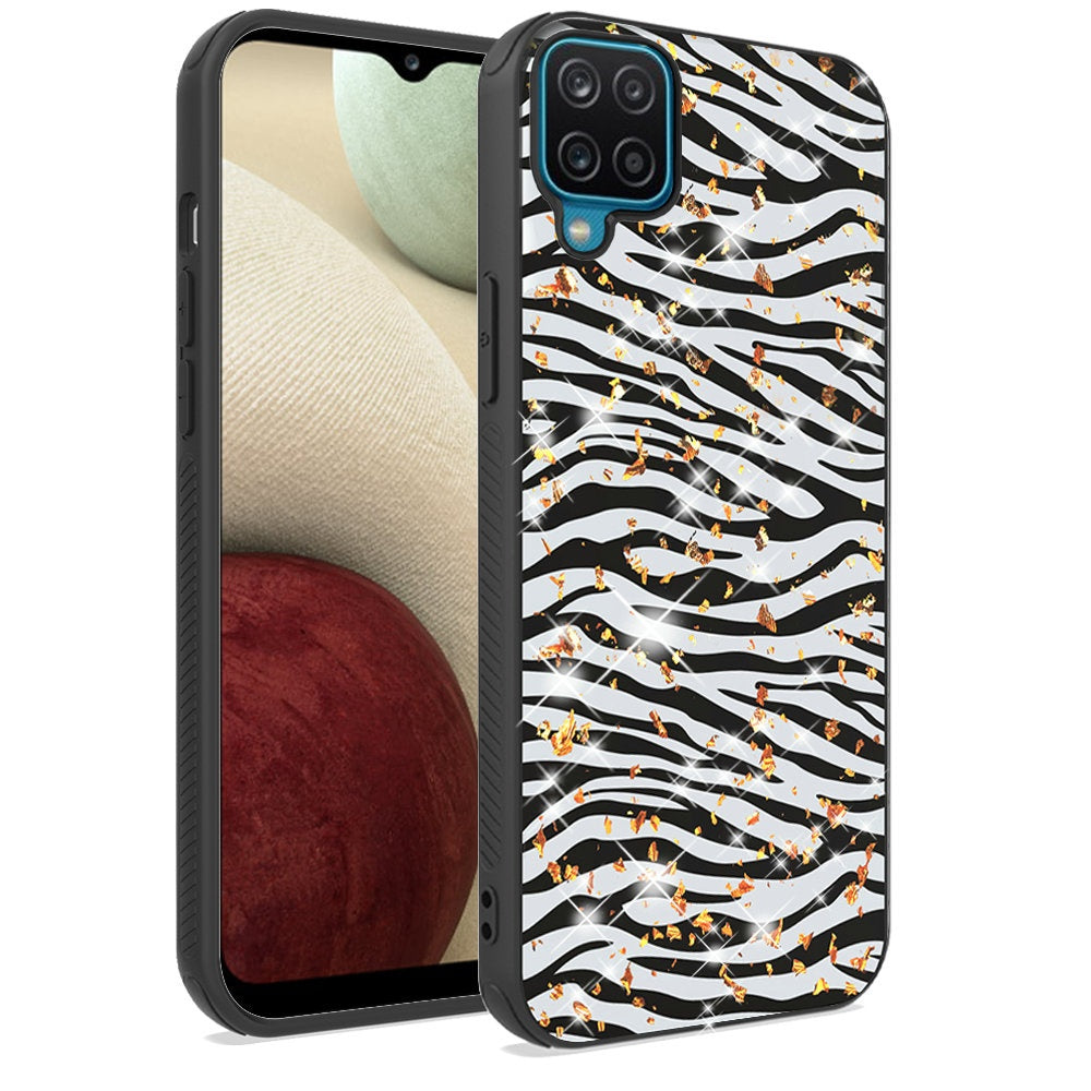 For Apple iPhone 13 Mini (5.4") Printed Design Pattern Hybrid with Glitter Sparkle Bling Slim Fit Luxury Hard TPU Shockproof Protective Phone Case Cover