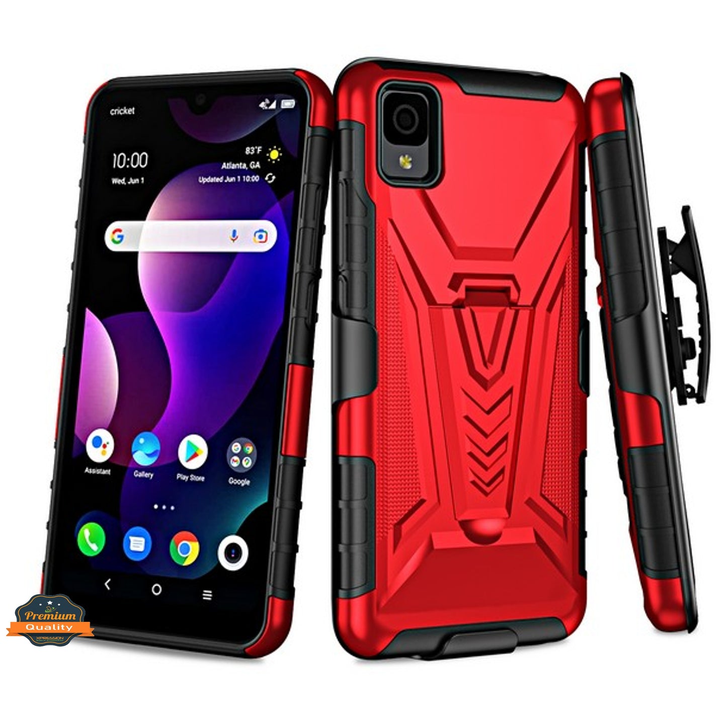 For TCL 30 Z (T602DL) Hybrid Armor V Kickstand with Swivel Belt Clip Holster Heavy Duty 3in1 Stand Shockproof Rugged Phone Case Cover