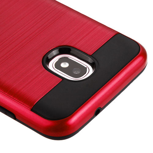 For Samsung Galaxy J3 V /J3 3rd Gen /Galaxy Express Prime 3 Dual Layer Hybrid Armor Rubber TPU Hard PC Shockproof Rugged Texture Red Phone Case Cover