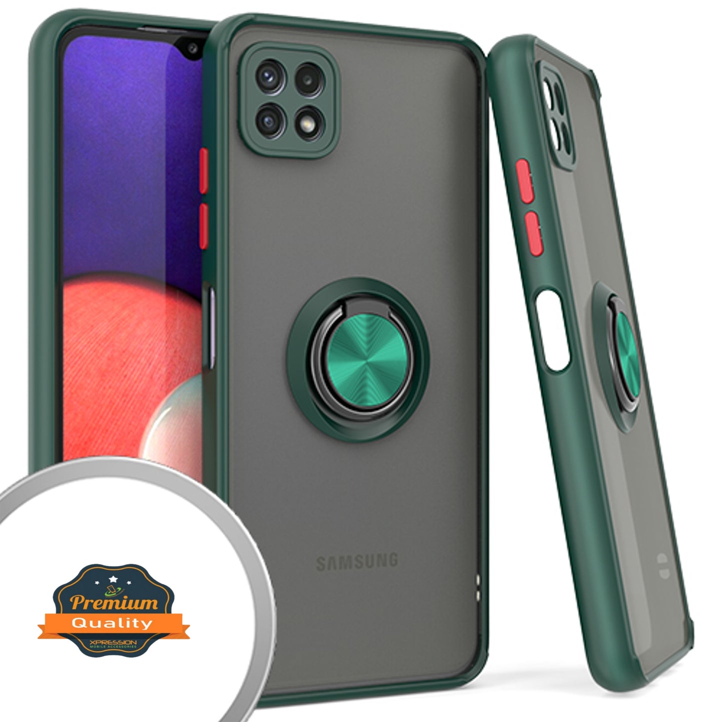 For Boost Mobile Celero 5G Finger Ring Stand Holder Kickstand Hybrid Frosted Matte TPU Hard PC Frame Shock-Absorption Phone Case Cover