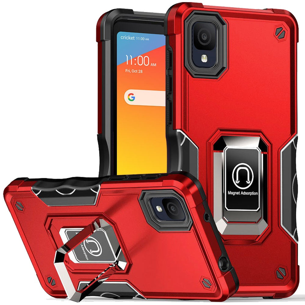 For TCL ION Z Hybrid Armor Cases with Magnetic Ring Holder Stand Kickstand Heavy Duty Rugged Drop Silicone Shockproof Phone Case Cover