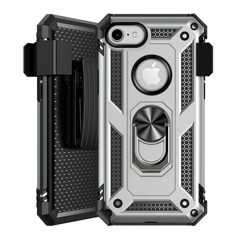 For Apple iPhone SE 2022 /SE 2020/8/7 with Belt Clip Holster Ring Stand Holder, Military Grade Fit for Magnetic Car Mount Shockproof Hybrid Rugged Phone Case Cover