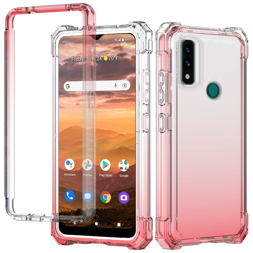 For AT&T Maestro 3 Clear Gradient Hybrid Thick Guard Shockproof Dual Layer Hard PC + TPU Bumper Frame Armor Phone Case Cover