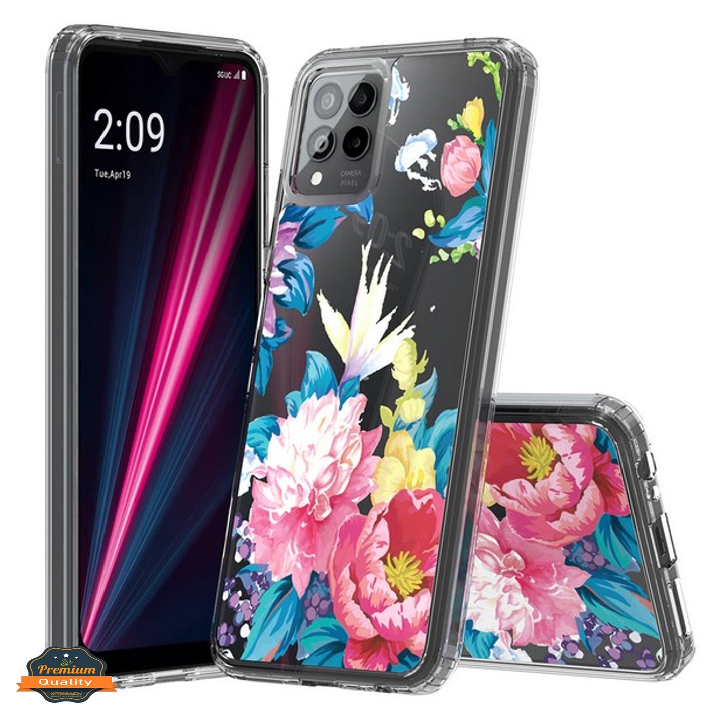For T-Mobile Revvl 6 Pro 5G /Revvl 6 5G Floral Patterns Design Clear TPU Silicone Shock Absorption Bumper Slim Hard Phone Case Cover
