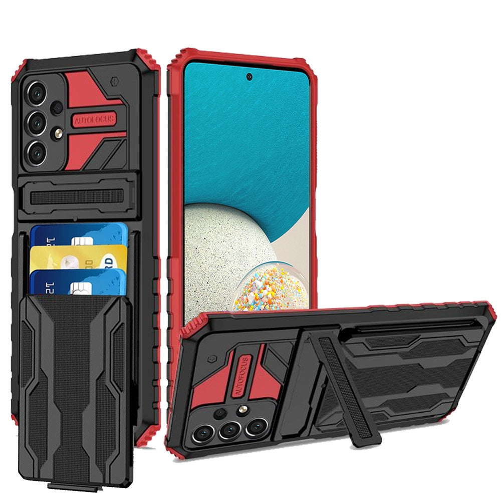 For Samsung Galaxy A53 5G Wallet Credit Card Holder ID Slot Hidden Back Pocket with Kickstand Dual Layer Armor Hard Hybrid Phone Case Cover
