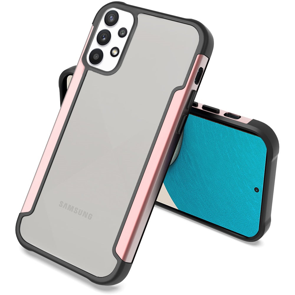 For Samsung Galaxy A53 5G Hybrid Aluminum Alloy Metal Clear Transparent Back PC TPU Bumper Frame Armor Shockproof Phone Case Cover