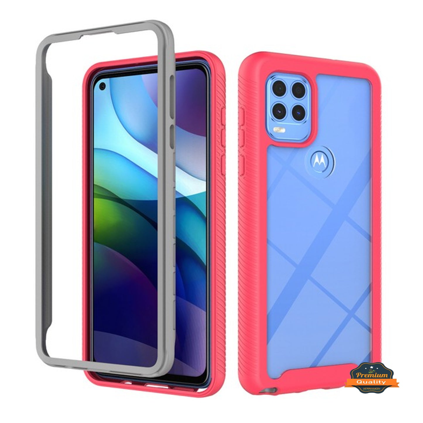 For Motorola Moto G Stylus 5G 2021 Full Body Armor Slim Hybrid Double Layer Hard PC + TPU Transparent Back Rugged Shockproof Phone Case Cover