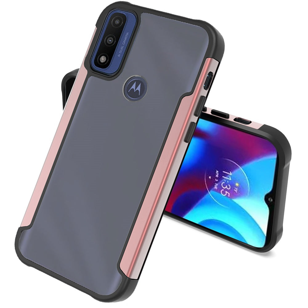 For Motorola Moto G Pure / Moto G Power 2022 Hybrid Aluminum Alloy Metal Clear Transparent Back PC TPU Bumper Frame Shockproof Phone Case Cover