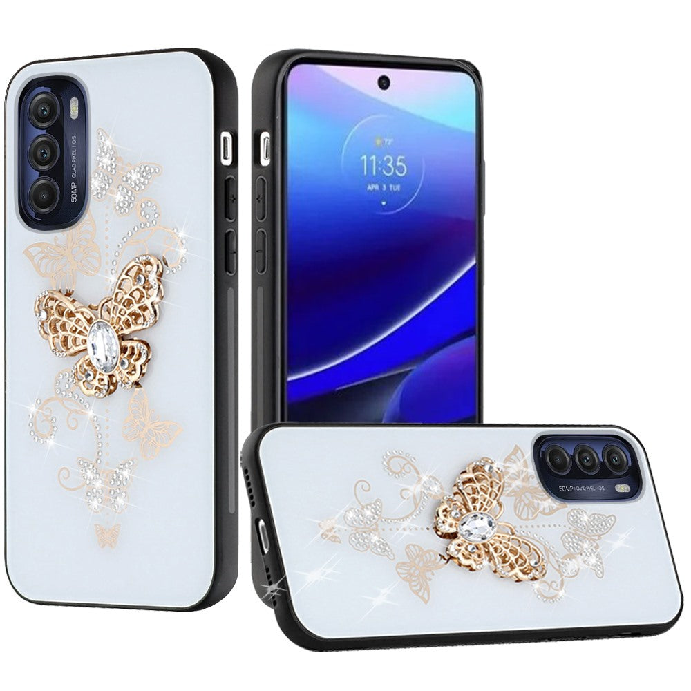 For Motorola Moto G Stylus 5G 2022 Diamond 3D Bling Sparkly Glitter Ornaments Engraving Hybrid Armor Fashion Phone Case Cover