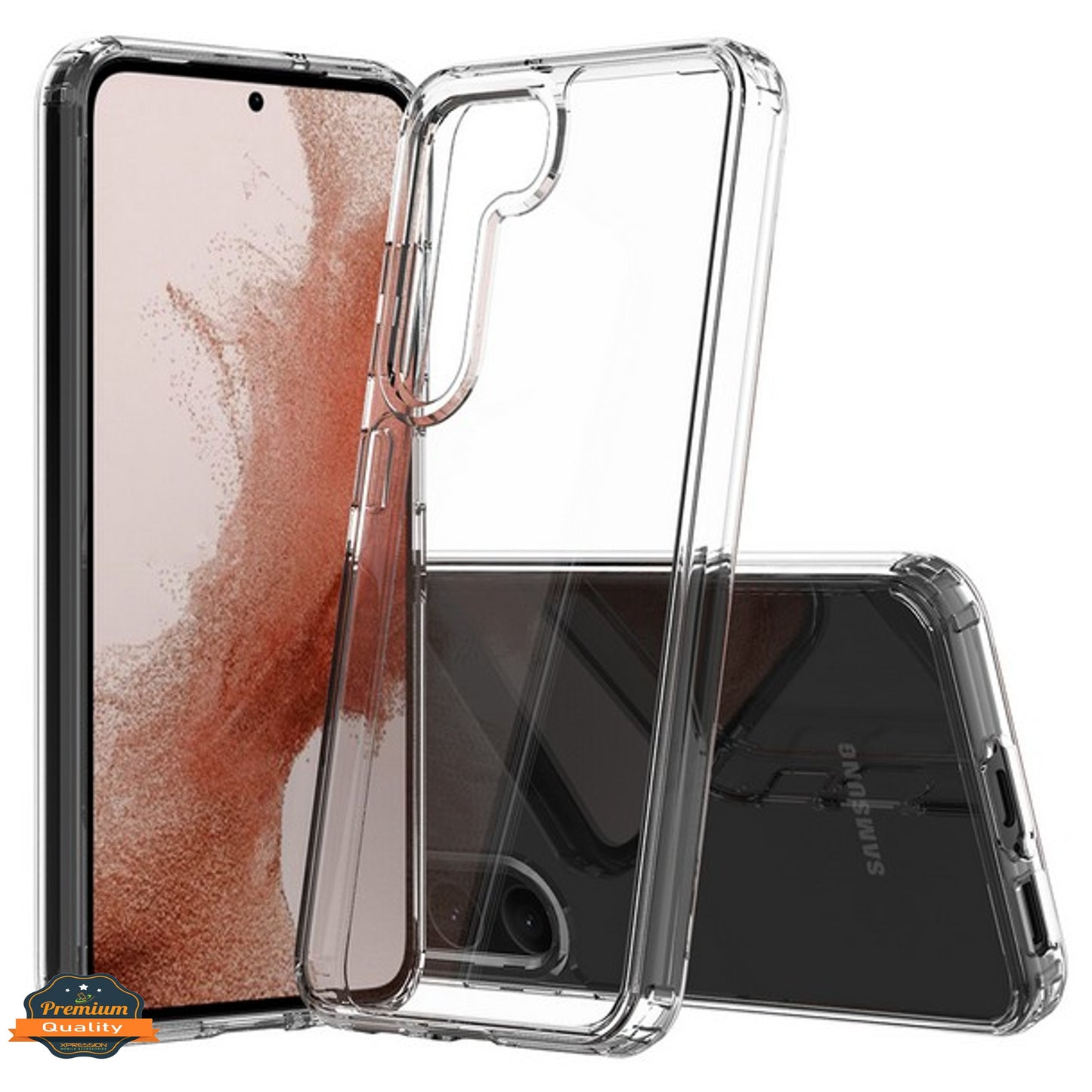 For Samsung Galaxy S23 Crystal HD Clear Back Panel + TPU Bumper Frame Hybrid Thin Slim Hard Shockproof Defender Phone Case Cover