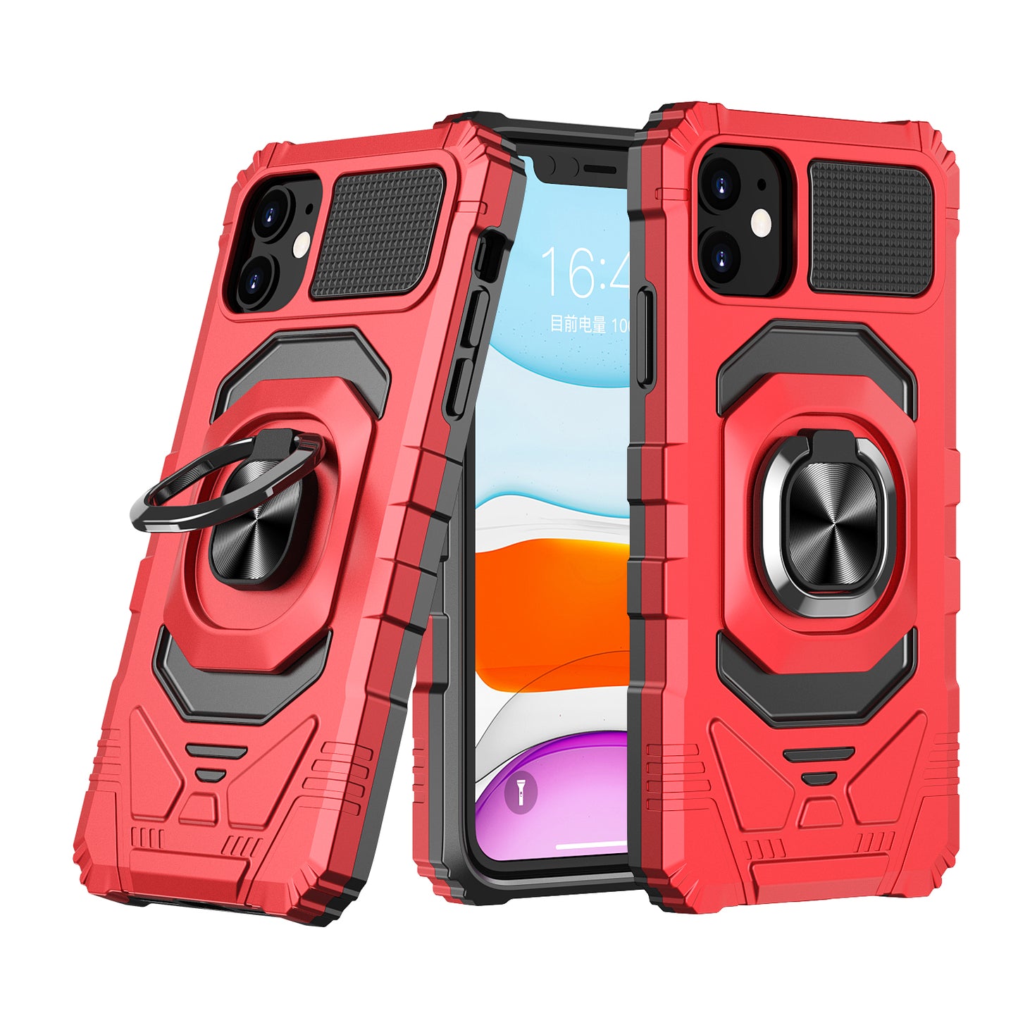 For Apple iPhone 13 Pro Max (6.7") Hybrid 2in1 Dual Layer with Rotate Magnetic Ring Stand Holder Kickstand, Rugged Phone Case Cover