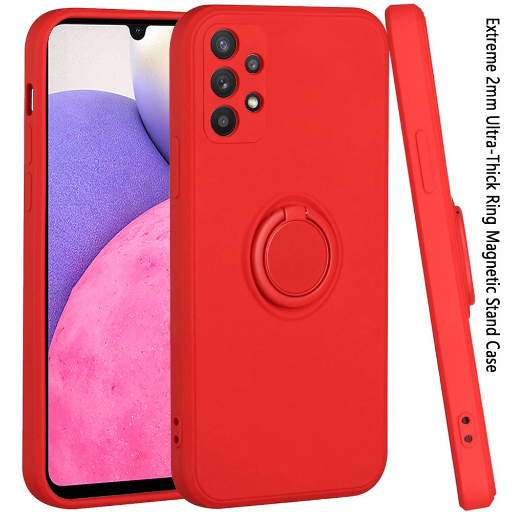 For Samsung Galaxy A33 5G Slim Silicone Soft Rubber Hybrid with Ultra-Thick Ring Magnetic Stand Holder Car Mount Supported Hard Phone Case Cover