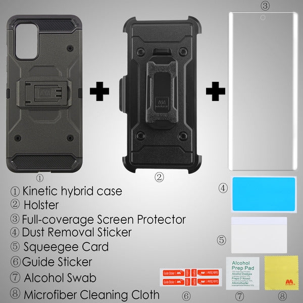 For Samsung Galaxy S10 5G (6.7") Hybrid Armor with Belt Clip Holster Kickstand & Screen Protector Hard PC Shockproof Gray Phone Case Cover