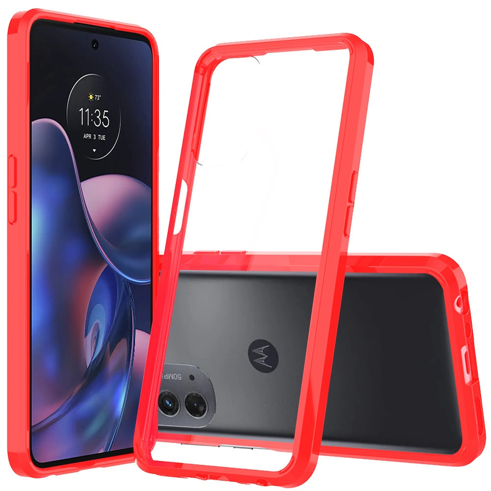 For Motorola Moto Edge 2022 Hybrid Slim Clear Transparent Shock-Absorption Bumper with TPU + Hard PC Back Frame Phone Case Cover