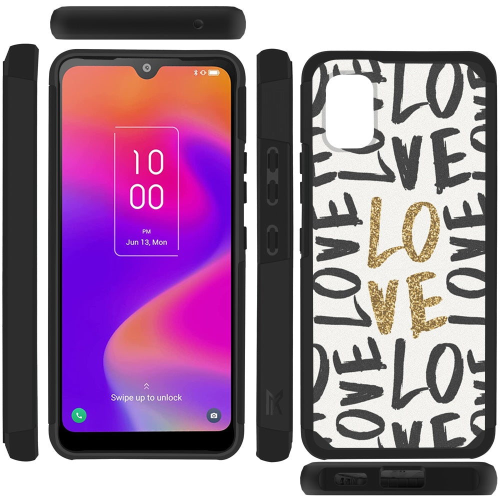 For TCL ION Z Graphic Design Pattern Hard PC TPU 2in1 Tough Strong Hybrid Shockproof Armor Frame Phone Case Cover