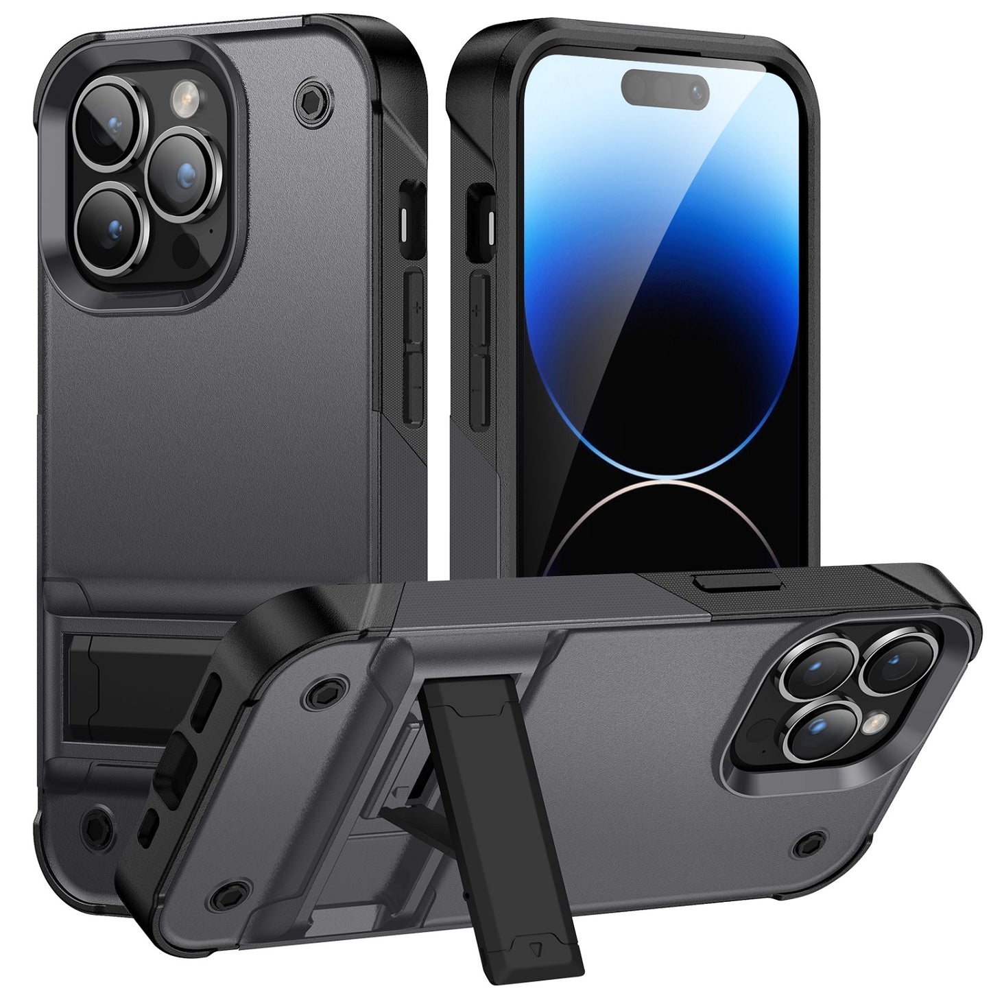 For Apple iPhone 11 (6.1") Hybrid Stand Military Grade Anti Drop Protection Built-in Kickstand Hard PC TPU Rubber Armor Phone Case Cover