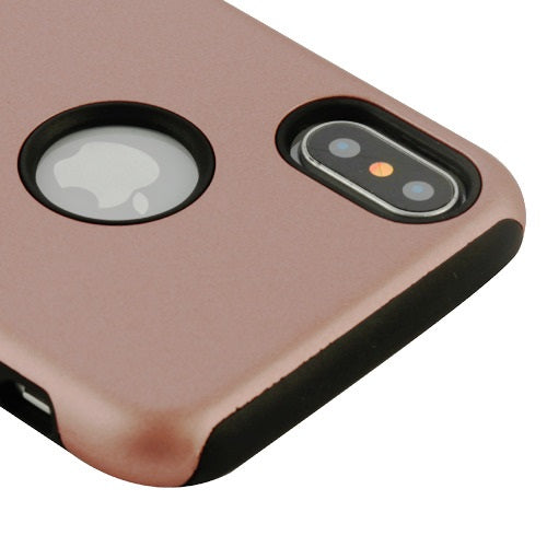 For Apple iPhone XS/X Slim Fit Hybrid Armor Rubber TPU Hard PC Shockproof Rugged Protective Rose Gold Phone Case Cover