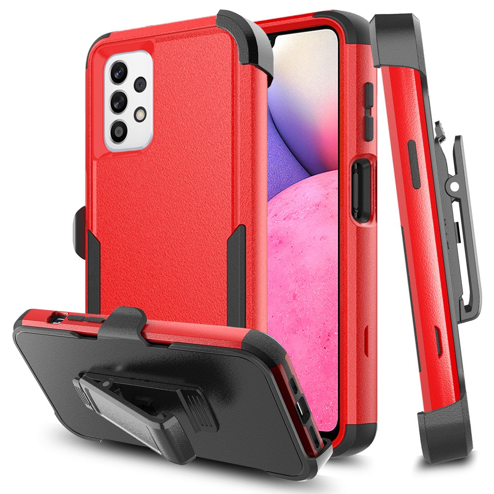 For Samsung Galaxy A33 5G Hybrid Rugged Shockproof 3-Layer Military Tough Heavy Duty with Swivel Belt Clip Kickstand & Holster Phone Case Cover