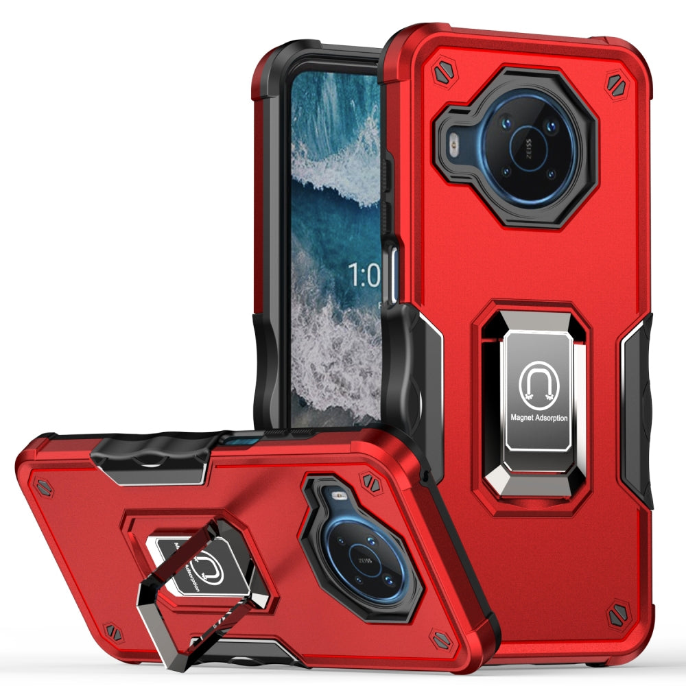For Nokia X100 Hybrid Hard PC Soft TPU Bumper with Magnetic Ring Stand Holder Kickstand Military-Grade Drop Protection Phone Case Cover