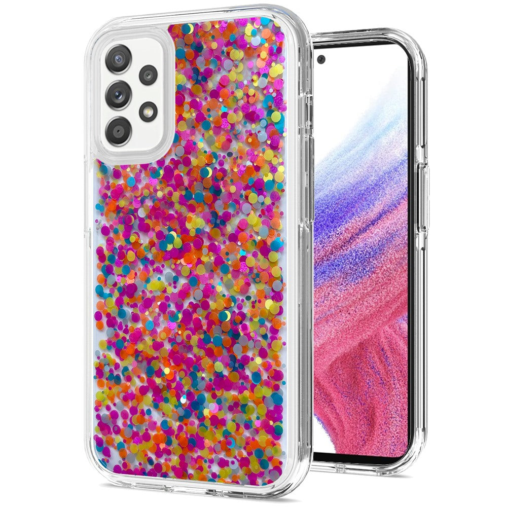 For Samsung Galaxy A53 5G Colorful Glitter Bling Sparkle Epoxy Glittering Shining Hybrid Hard Silicone Shockproof Phone Case Cover