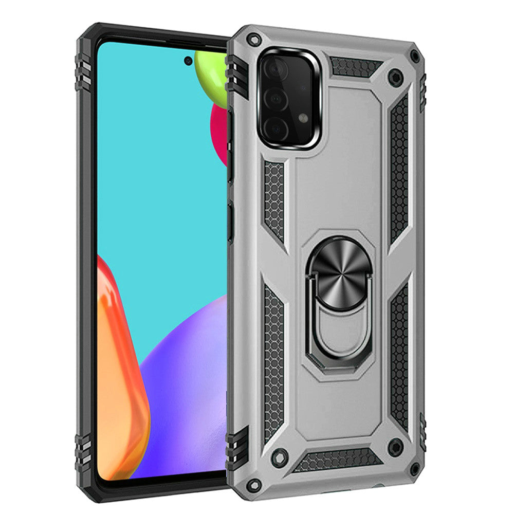 For Samsung Galaxy A71 5G Hybrid Durable Dual Layer with 360 Degree Rotatable Ring Holder Kickstand Fit Magnetic Car Mount Phone Case Cover